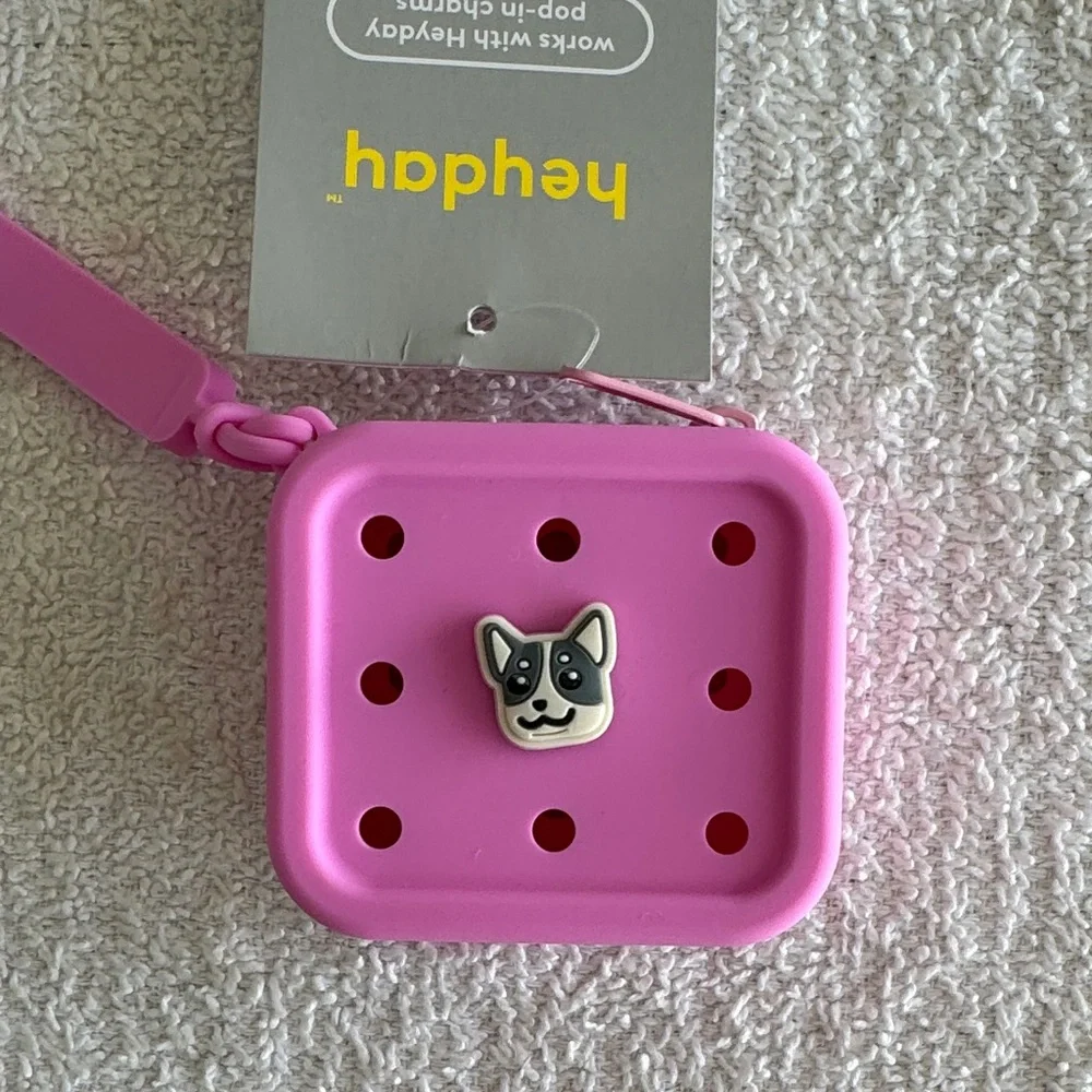 Heyday Pink Earbuds Pop-in Case Cover with Dog Charm